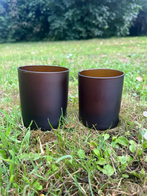300ml (30cl) Etched Amber Candle Glass - Image 2